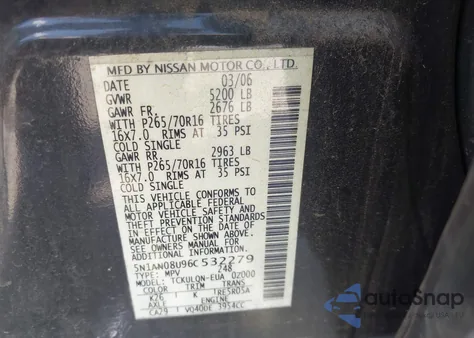 2006 Nissan Xterra X from USA, damaged, VIN 5N1AN08U96C532279